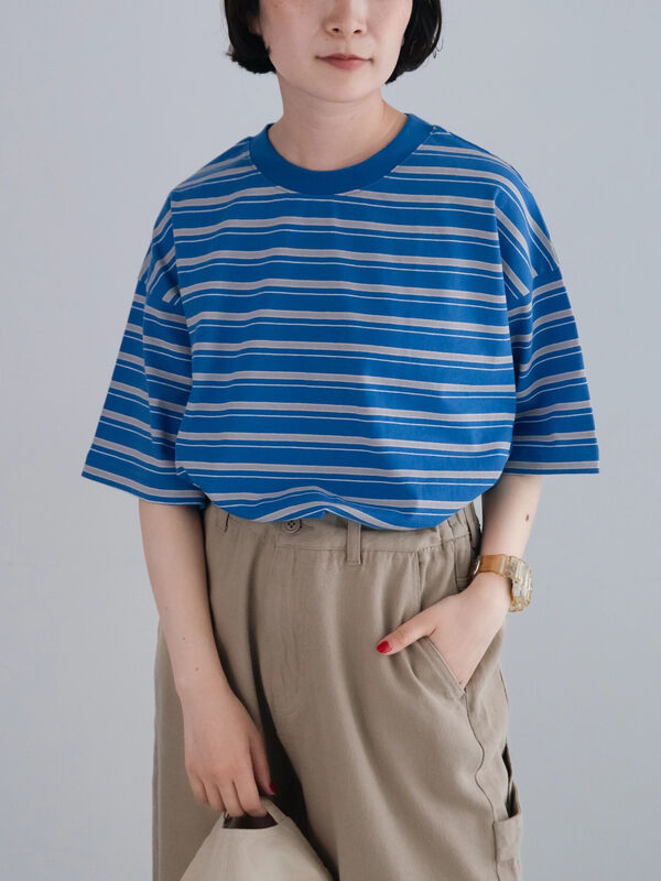 t8【MSGM】ボーダーフリンジクルーネックTシャツ/マルチカラー WETTEMPT｜ウィテンプト】CREW NECK MULTI BORDER TEE / クルー