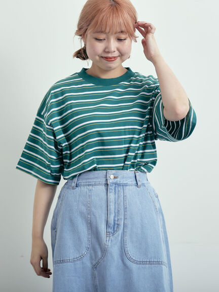 マルチボーダーTシャツ（オフホワイト/ブラック/グリーン/ブルー）｜SM2（エスエムツー）通販