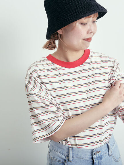 マルチボーダーTシャツ（オフホワイト/ブラック/グリーン/ブルー）｜SM2（エスエムツー）通販