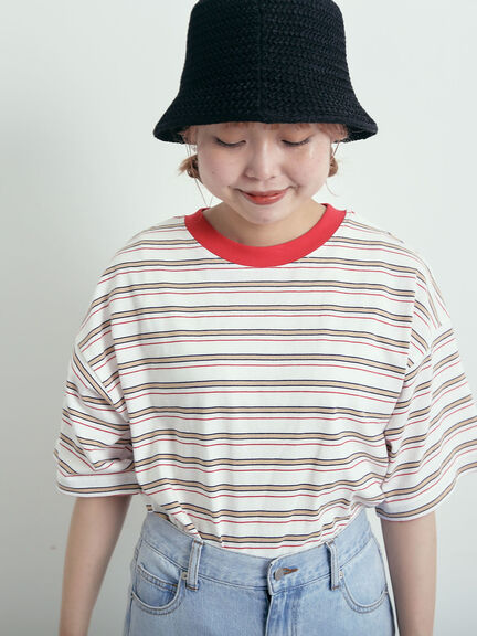 マルチボーダーTシャツ（オフホワイト/ブラック/グリーン/ブルー）｜SM2（エスエムツー）通販