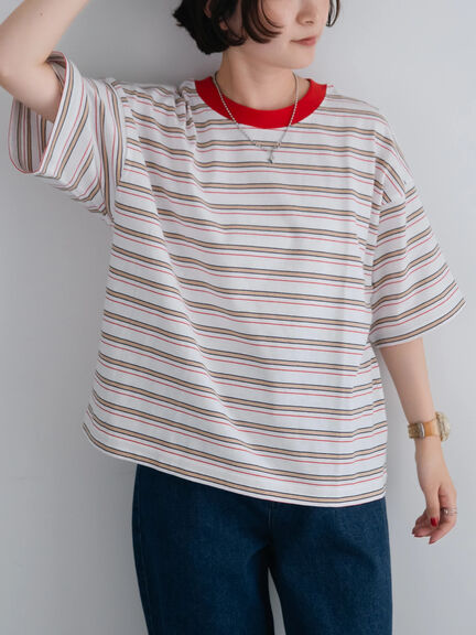 マルチボーダーTシャツ（オフホワイト/ブラック/グリーン/ブルー）｜SM2（エスエムツー）通販