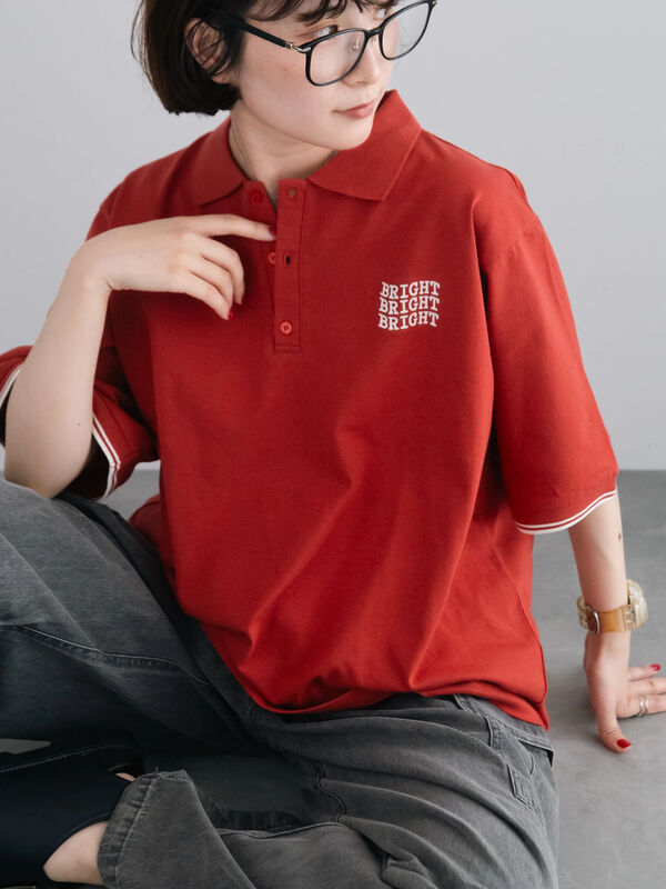 セール】 ワンポイント刺繍ポロシャツ（ブラック/レッド/クリーム