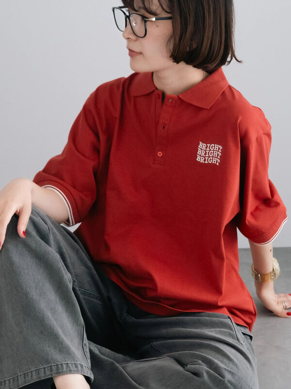 セール】 ワンポイント刺繍ポロシャツ（ブラック/レッド/クリーム