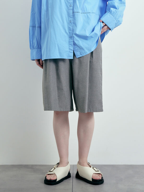 セール】 スラックスショートパンツ（グレー/ブラック/ボトムス/パンツ