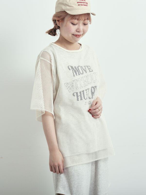 新品　正規品　ズンバ　 ラスト　S メッシュ　Tシャツ セール】 メッシュTシャツ&プリントノースリーブSET（オフホワイト