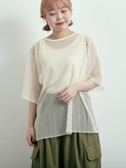 メッシュTシャツ&プリントノースリーブSET（オフホワイト/グレー/ブラック/カーキ）｜SM2（エスエムツー）通販