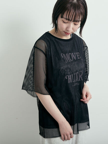 メッシュTシャツ&プリントノースリーブSET（オフホワイト/グレー/ブラック/カーキ）｜SM2（エスエムツー）通販