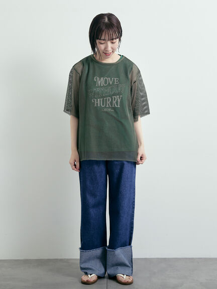 メッシュTシャツ&プリントノースリーブSET（オフホワイト/グレー/ブラック/カーキ）｜SM2（エスエムツー）通販