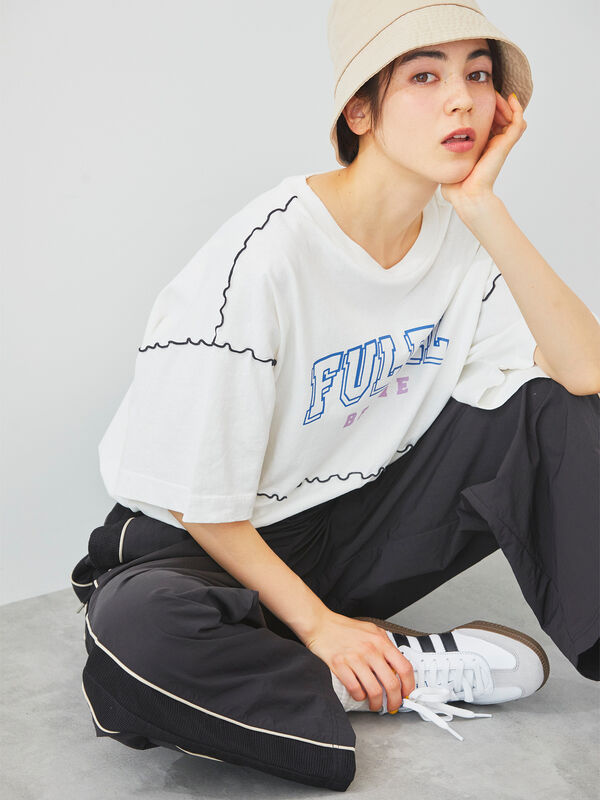 ピグメント加工メロー切替ロゴプリントTシャツ（オフホワイト/チャコールグレー/イエロー/グリーン）｜SM2（エスエムツー）通販