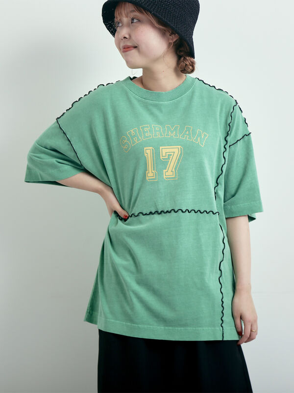ピグメント加工メロー切替ロゴプリントTシャツ（グリーン）｜SM2（エスエムツー）通販