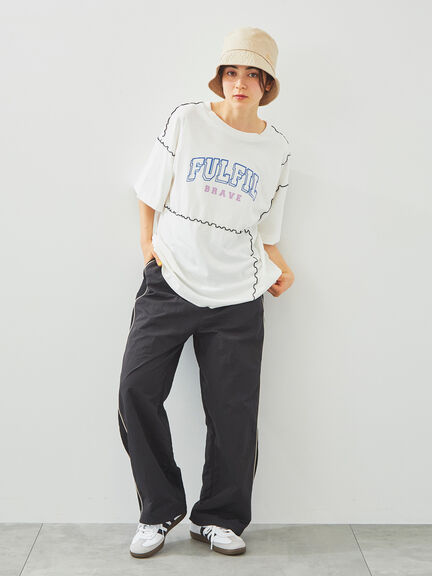 ピグメント加工メロー切替ロゴプリントTシャツ（オフホワイト/チャコールグレー/イエロー/グリーン）｜SM2（エスエムツー）通販