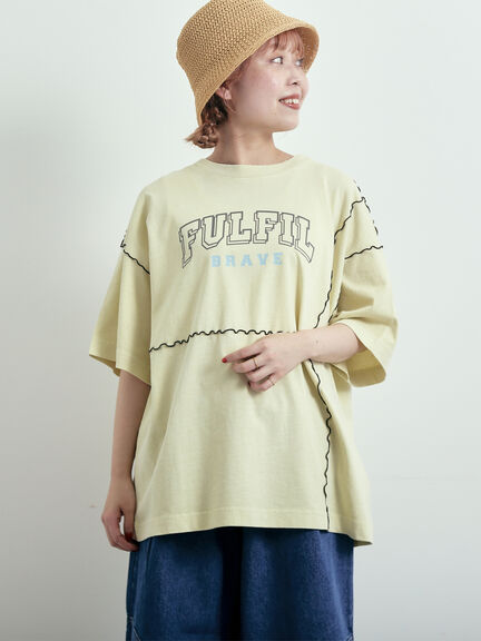 ピグメント加工メロー切替ロゴプリントTシャツ（オフホワイト/チャコールグレー/イエロー/グリーン）｜SM2（エスエムツー）通販
