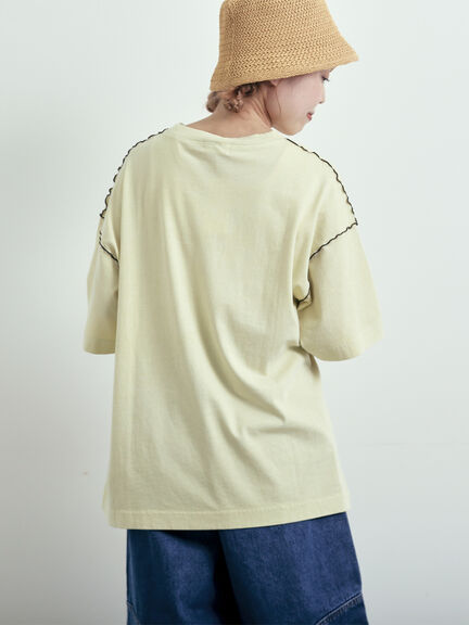 ピグメント加工メロー切替ロゴプリントTシャツ（オフホワイト/チャコールグレー/イエロー/グリーン）｜SM2（エスエムツー）通販