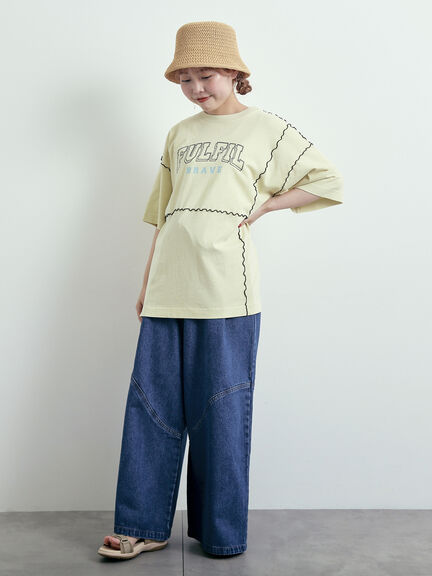ピグメント加工メロー切替ロゴプリントTシャツ（オフホワイト/チャコールグレー/イエロー/グリーン）｜SM2（エスエムツー）通販