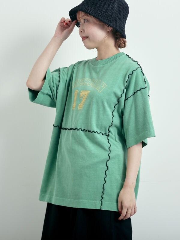 SM2 - 専用 セール】 ピグメント加工メロー切替ロゴプリントTシャツ（オフ