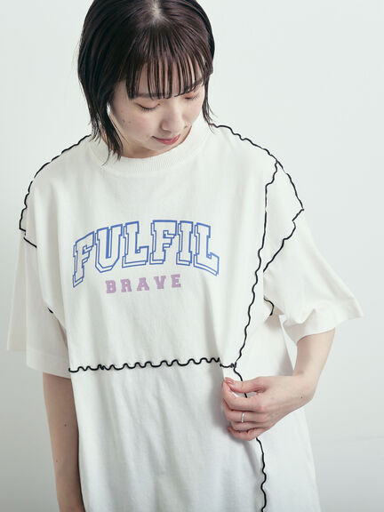 ピグメント加工メロー切替ロゴプリントTシャツ（オフホワイト/チャコールグレー/イエロー/グリーン）｜SM2（エスエムツー）通販