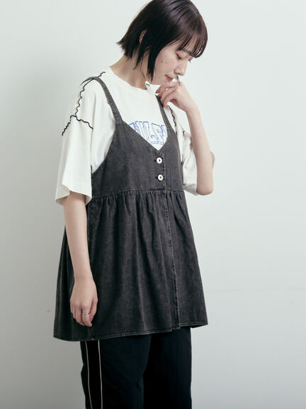 ピグメント加工メロー切替ロゴプリントTシャツ（オフホワイト/チャコールグレー/イエロー/グリーン）｜SM2（エスエムツー）通販