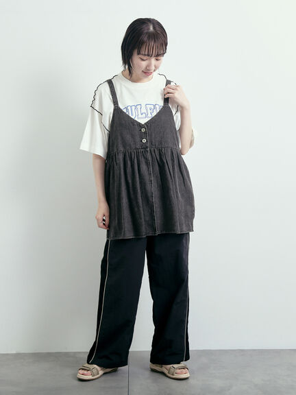 ピグメント加工メロー切替ロゴプリントTシャツ（オフホワイト/チャコールグレー/イエロー/グリーン）｜SM2（エスエムツー）通販