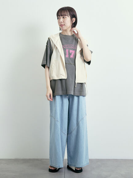 ピグメント加工メロー切替ロゴプリントTシャツ（オフホワイト/チャコールグレー/イエロー/グリーン）｜SM2（エスエムツー）通販