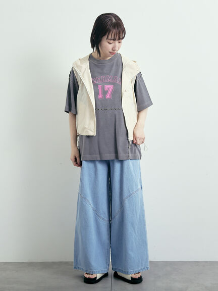 ピグメント加工メロー切替ロゴプリントTシャツ（オフホワイト/チャコールグレー/イエロー/グリーン）｜SM2（エスエムツー）通販