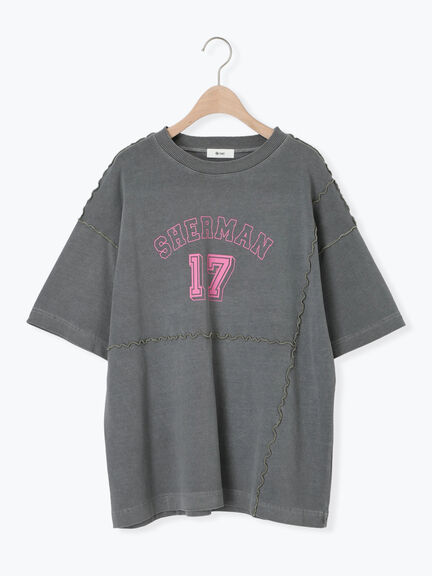 ピグメント加工メロー切替ロゴプリントTシャツ（オフホワイト/チャコールグレー/イエロー/グリーン）｜SM2（エスエムツー）通販