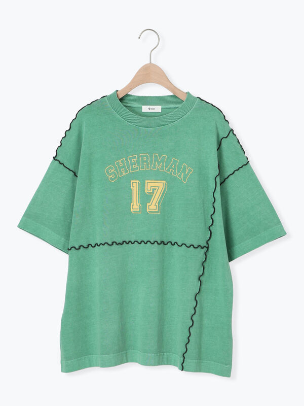 SM2 - 専用 セール】 ピグメント加工メロー切替ロゴプリントTシャツ（オフ