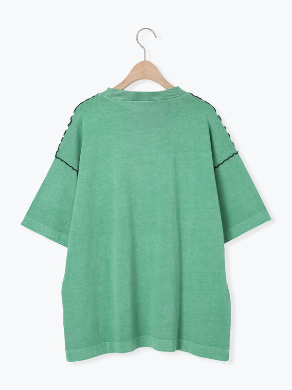 セール】 ピグメント加工メロー切替ロゴプリントTシャツ（オフ