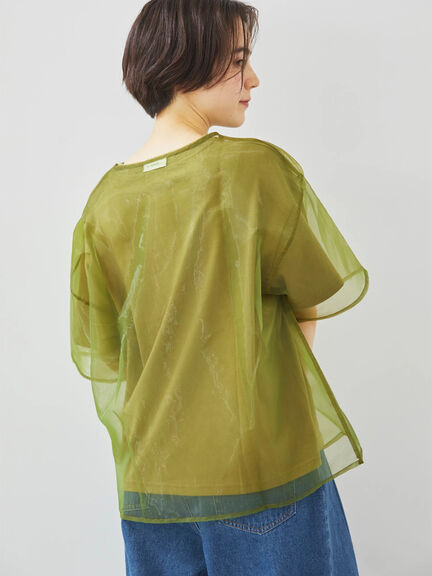 オーガンジー刺繍TシャツSET（オフホワイト/チャコールグレー/ベージュ/カーキ）｜SM2（エスエムツー）通販