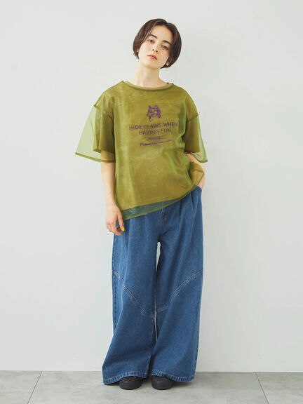 オーガンジー刺繍TシャツSET（オフホワイト/チャコールグレー/ベージュ/カーキ）｜SM2（エスエムツー）通販