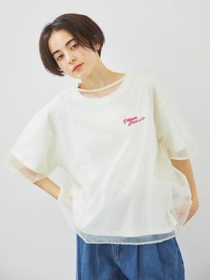 オーガンジー刺繍TシャツSET（オフホワイト/チャコールグレー/ベージュ/カーキ）｜SM2（エスエムツー）通販