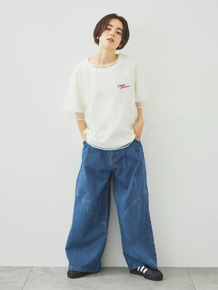 オーガンジー刺繍TシャツSET（オフホワイト/チャコールグレー/ベージュ/カーキ）｜SM2（エスエムツー）通販
