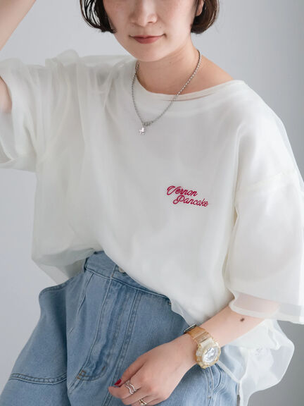オーガンジー刺繍TシャツSET（オフホワイト/チャコールグレー/ベージュ/カーキ）｜SM2（エスエムツー）通販