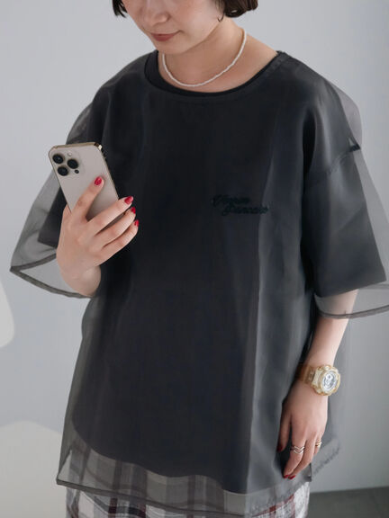 オーガンジー刺繍TシャツSET（オフホワイト/チャコールグレー/ベージュ/カーキ）｜SM2（エスエムツー）通販