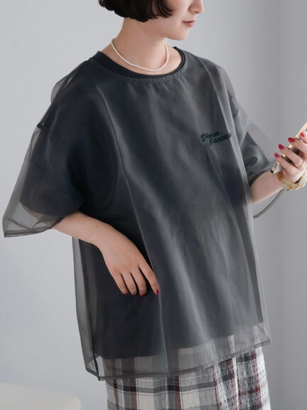 オーガンジー刺繍TシャツSET（オフホワイト/チャコールグレー/ベージュ/カーキ）｜SM2（エスエムツー）通販