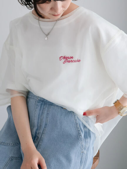 オーガンジー刺繍TシャツSET（オフホワイト/チャコールグレー/ベージュ/カーキ）｜SM2（エスエムツー）通販