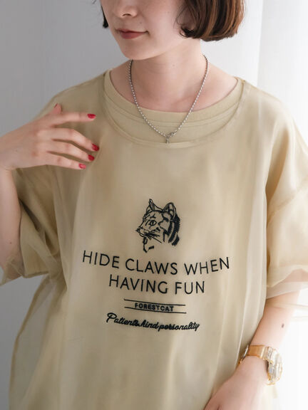 オーガンジー刺繍TシャツSET（オフホワイト/チャコールグレー/ベージュ/カーキ）｜SM2（エスエムツー）通販
