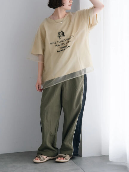オーガンジー刺繍TシャツSET（オフホワイト/チャコールグレー/ベージュ/カーキ）｜SM2（エスエムツー）通販