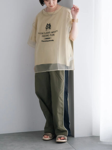 オーガンジー刺繍TシャツSET（オフホワイト/チャコールグレー/ベージュ/カーキ）｜SM2（エスエムツー）通販