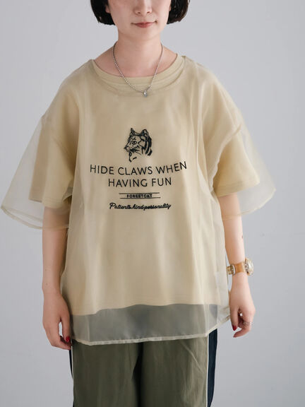 オーガンジー刺繍TシャツSET（オフホワイト/チャコールグレー/ベージュ/カーキ）｜SM2（エスエムツー）通販