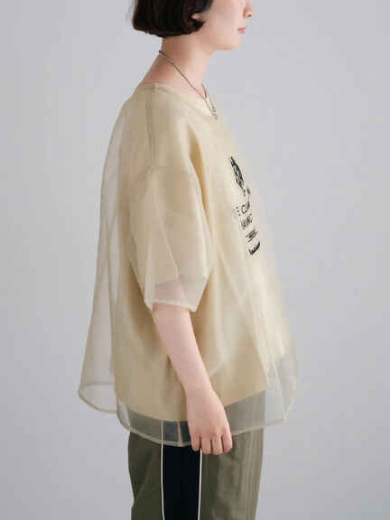 オーガンジー刺繍TシャツSET（オフホワイト/チャコールグレー/ベージュ/カーキ）｜SM2（エスエムツー）通販