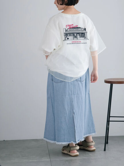 オーガンジー刺繍TシャツSET（オフホワイト/チャコールグレー/ベージュ/カーキ）｜SM2（エスエムツー）通販
