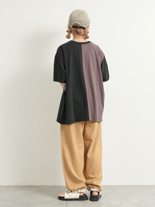 セール】 [接触冷感]リメイク風Tシャツ（オフホワイト/ブラック/レッド