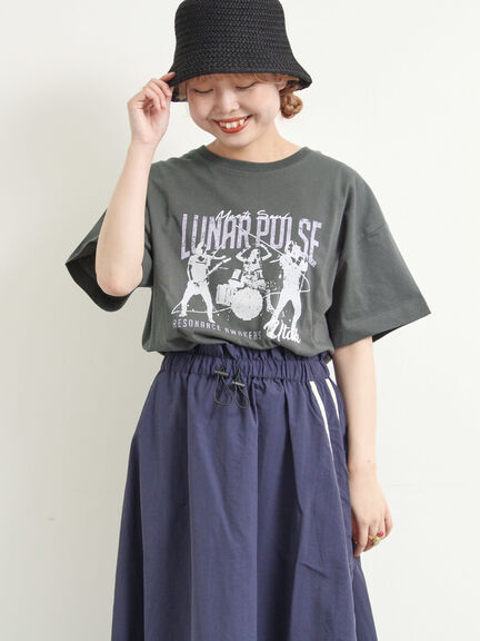 [接触冷感]バンドモチーフアソートプリントTシャツ（オフホワイト/グレー/チャコールグレー/サックスブルー）｜SM2（エスエムツー）通販