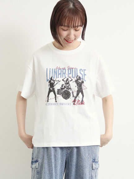 [接触冷感]バンドモチーフアソートプリントTシャツ（オフホワイト/グレー/チャコールグレー/サックスブルー）｜SM2（エスエムツー）通販