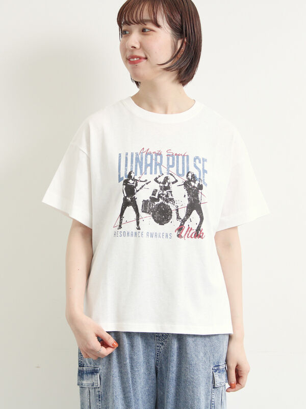 セール】 [接触冷感]バンドモチーフアソートプリントTシャツ（オフ