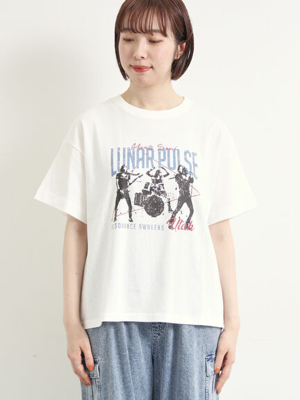[接触冷感]バンドモチーフアソートプリントTシャツ（オフホワイト/グレー/チャコールグレー/サックスブルー）｜SM2（エスエムツー）通販