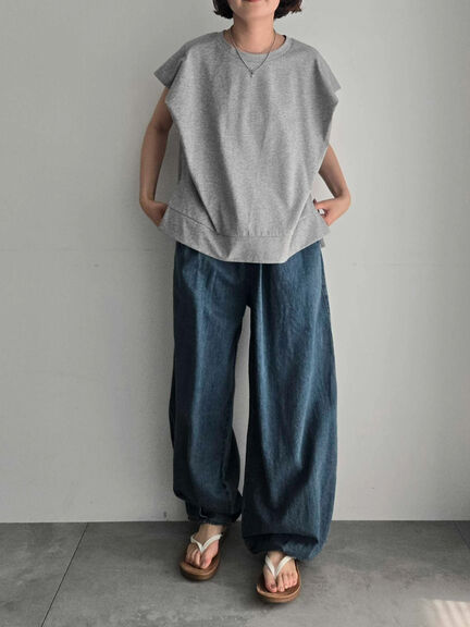 [接触冷感]肩タックフレンチスリーブカットソー（オフホワイト/グレー/ブラック/レッド）｜SM2（エスエムツー）通販