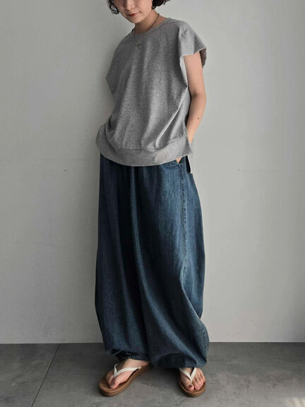 [接触冷感]肩タックフレンチスリーブカットソー（オフホワイト/グレー/ブラック/レッド）｜SM2（エスエムツー）通販