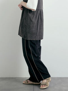 LGB サイドメッシュライン　サルエルパンツ セール】 サイドメッシュラインパンツ（ブラック/ベージュ