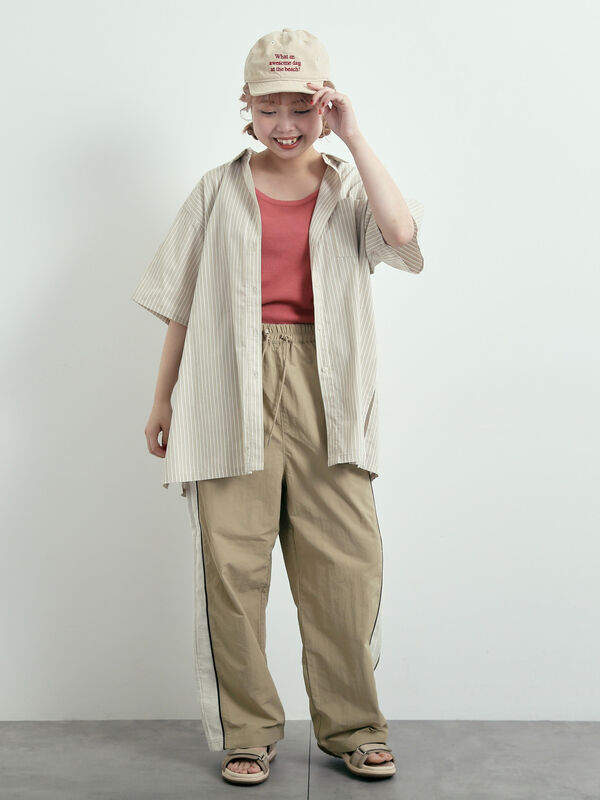 セール】 サイドメッシュラインパンツ（ブラック/ベージュ